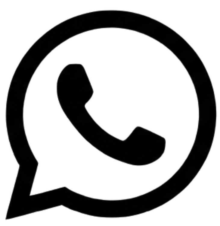 Alt-Tag: Schwarzes WhatsApp-Logo auf transparentem Hintergrund, Symbol für Messaging-App